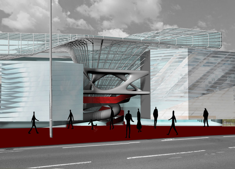 Dynamic Roof Structure with Transparent Glass Facades Creating Interactive Spaces for Technology Education