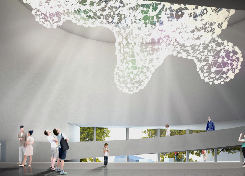 Geometric Facades of Glass and Steel Overlooking the Riverfront History Museum