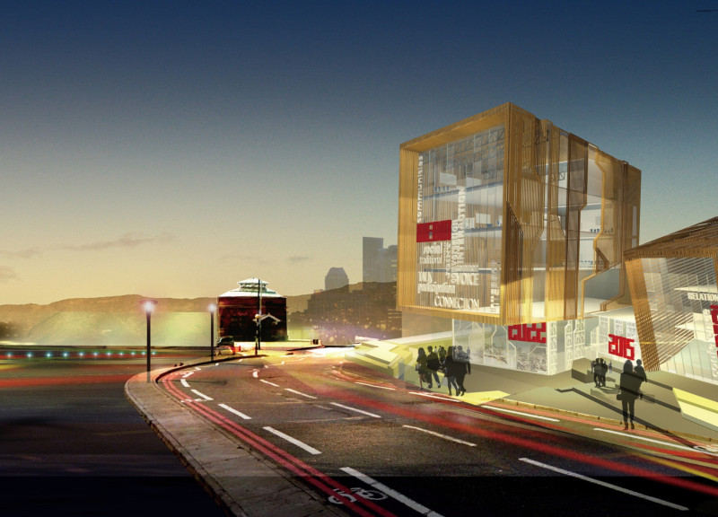 Charred Wooden Shingles and Timber Cladding Create Engaging Public Space in Historic Railway Station