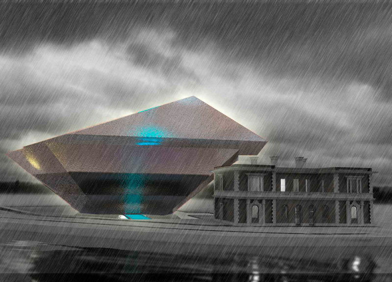 Fluid Geometric Structure Incorporating Steel and Glass for Community Engagement