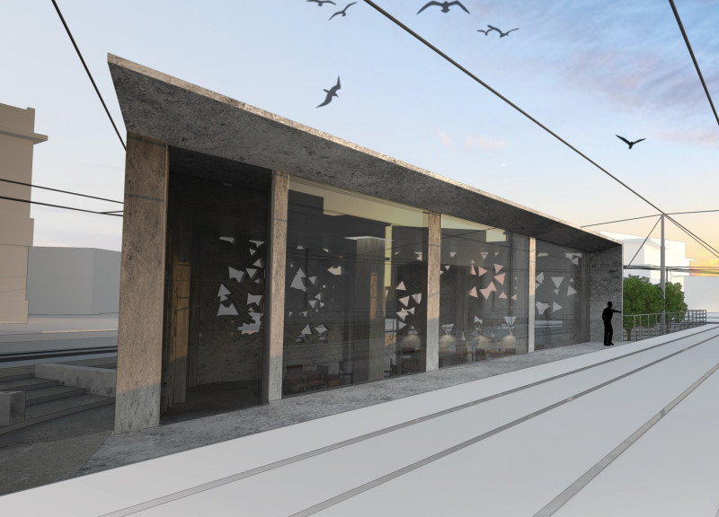 Radial Form Designed with Concrete and Glass for Urban Connectivity