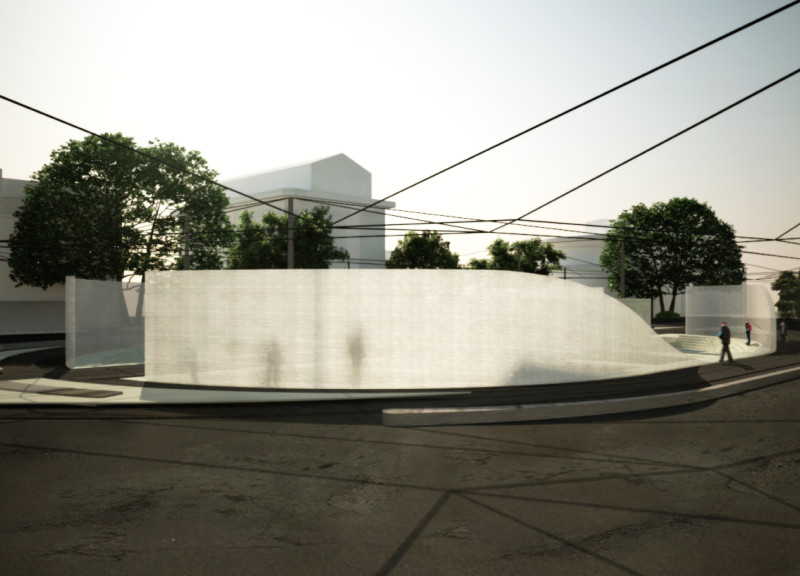 Air-Purifying Concrete Structure Featuring Undulating Forms and Green Roofs for Enhanced Community Engagement
