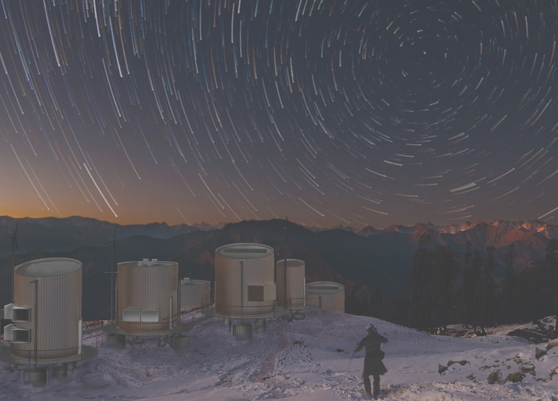 Cylindrical Retreat Featuring Charred Wood Shingles and Renewable Energy Solutions