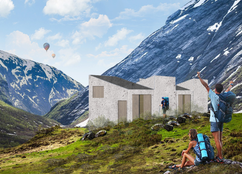 Modular Concrete Cabin with Integrated Rainwater Systems and Sustainable Steel Framework