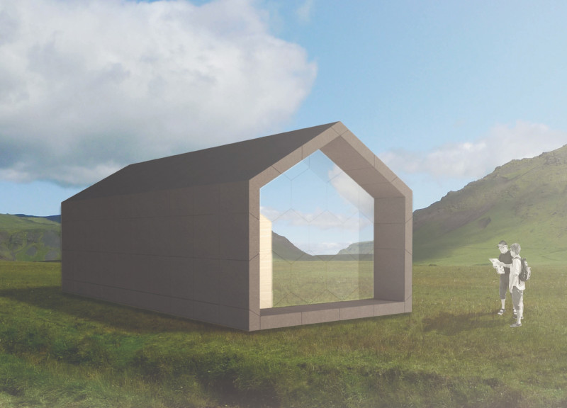 Hexagonal Windows and Fiber Cement Cladding in Sustainable Trekking Cabins