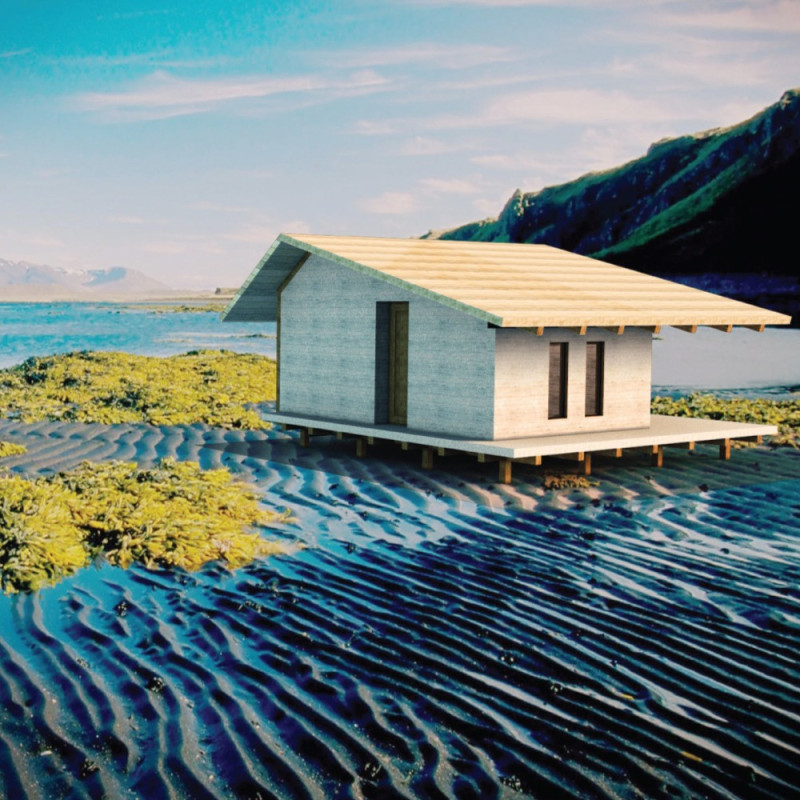 Sustainable Cabin Utilizing Galvanized Steel and Concrete for Resilience in Icelandic Wilderness
