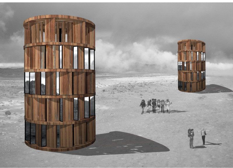 Corten Steel Shelter with Wind Turbine and Geothermal Heating for Remote Trekking Accommodation