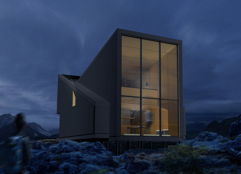 Geometric Retreat Constructed with Metal Cladding and Timber, Optimizing Views in Icelandic Landscapes