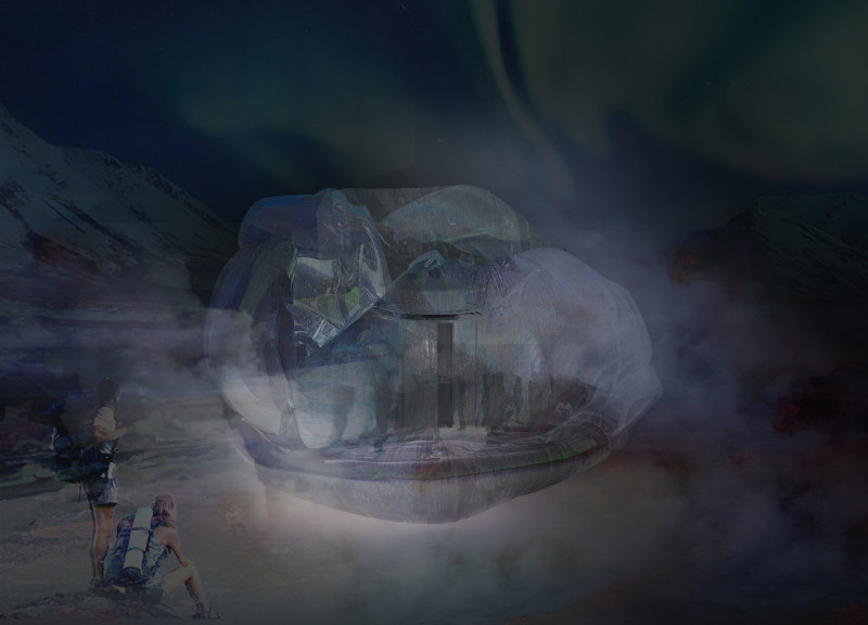 Geothermal Battery Cabin Featuring Heat-Resistant Fabric and Modular Timber Construction