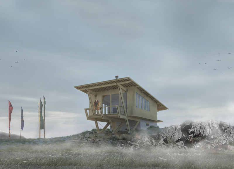 Charred Wooden Shingles and Cross-Laminated Timber Create a Resilient Shelter for Trekkers