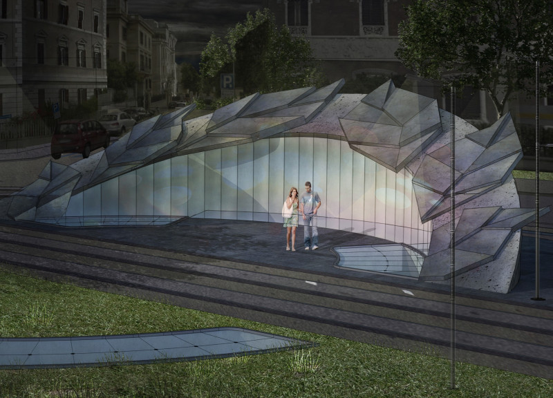 Curvilinear Concrete and Glass Hall Emphasizing Community Engagement Through Versatile Performance Spaces