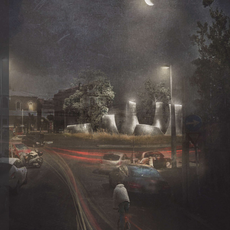 Bulbous Structures Crafted with Gfrc and Shotcrete Offering Community Spaces Beneath Piazza Galden