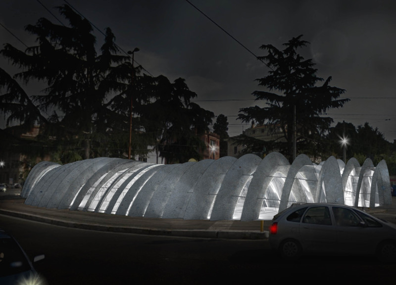 Fluid Concrete Loops Shape a Community Pavilion Designed for Natural Light
