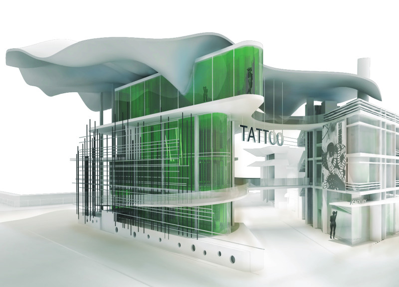 Light Shaft Structure Crafted with Glass and Steel Integrates Tattoo Culture in Educational Facility