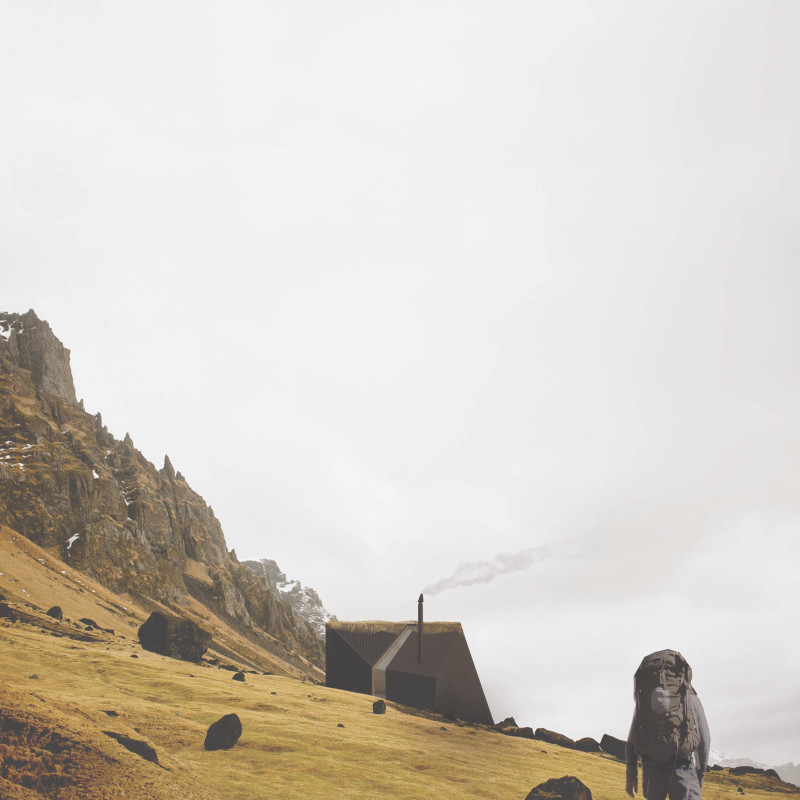 Charred Wooden Shingles and Green Roofs Enhance Community-Centric Shelter in Icelandic Landscape