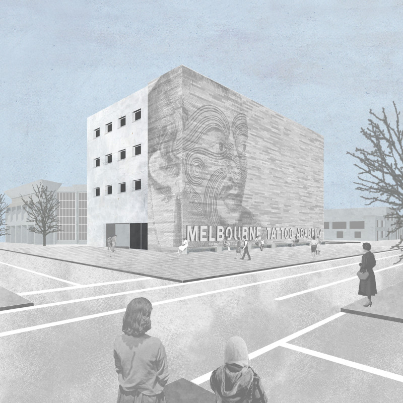 Art Facade Made of Bluestone with Sustainable Design for Tattoo Education