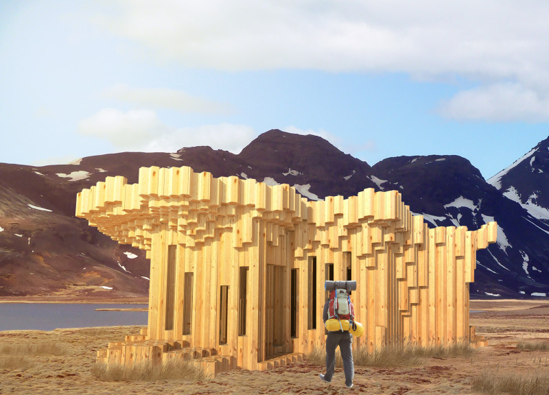 Hexagonal Structure Built with Engineered Wood and Polystyrene Insulation for Remote Living