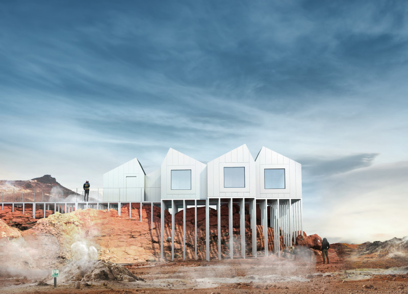 Elevated Eco-Friendly Cabins Featuring Aluminum Cladding and Expansive Glazing in Icelandic Landscapes
