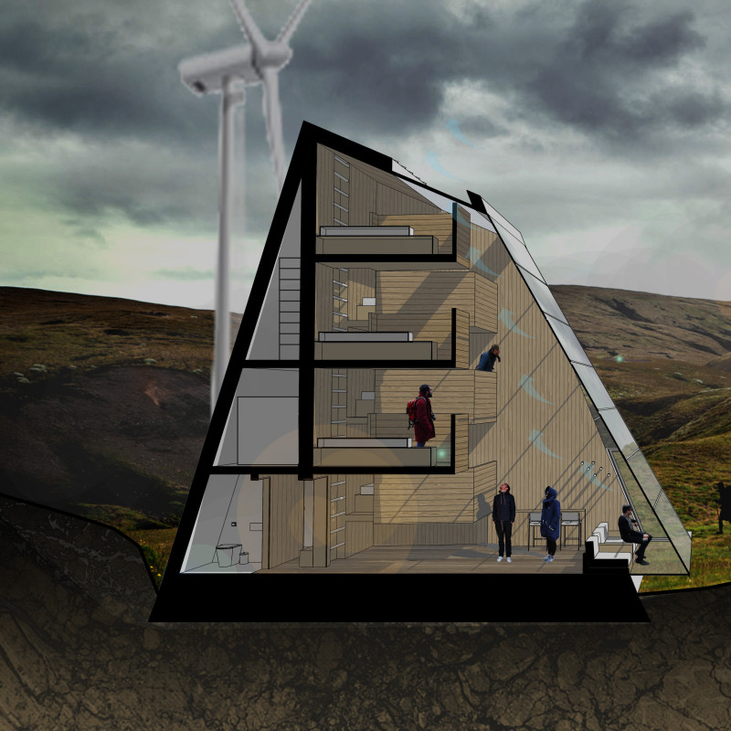 Volcanic Metal Cladding and Timber Integration for Sustainable Trekking Cabins