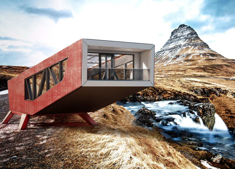 Charred Wooden Shingles and Transparent Solar Panels in a Sustainable Residential Structure