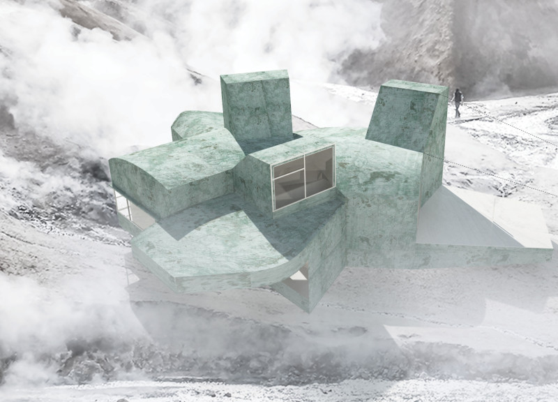 Verdigris Copper Cladding and Elevated Design for Sustainable Trekking Shelter