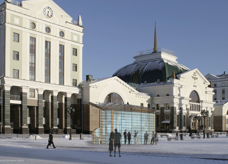 Spiral Staircase and Natural Light Enhance Visitor Experience in a Laminated Wood Hub