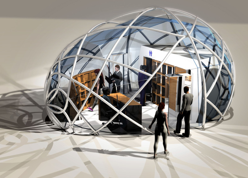 Cnc-Bent Stainless Steel and Transparent Glass Create a Modern Community Space in Russia