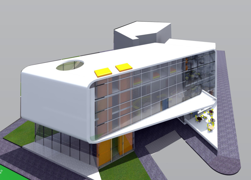 Murals on Transparent Facades Enrich Urban Learning Environment with Concrete and Wood Elements