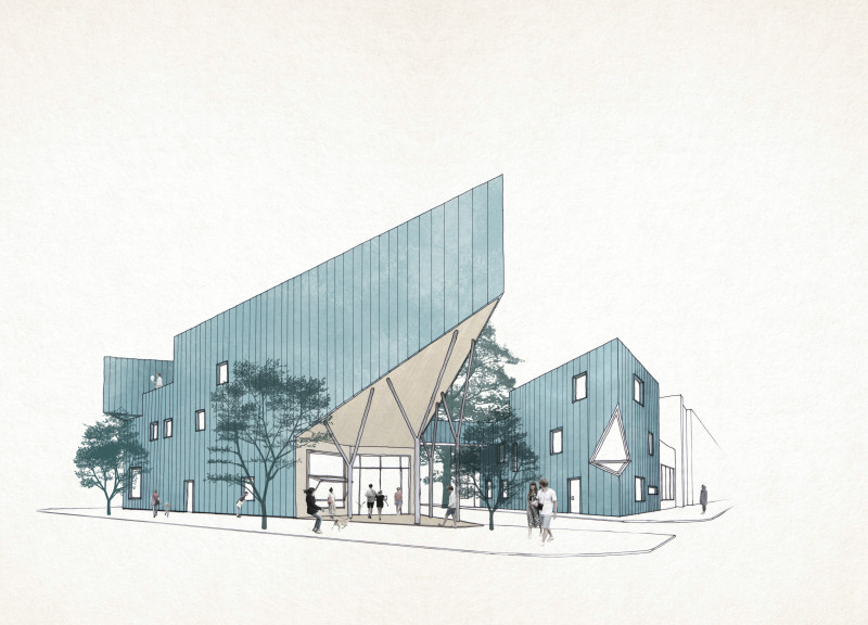 Triangular Zinc Facades and Rooftop Green Spaces in a Multifunctional Educational Hub