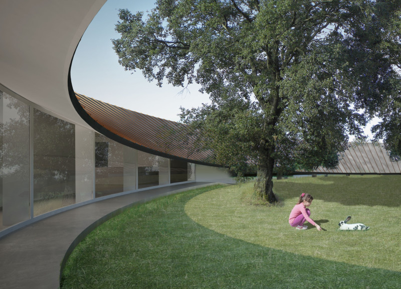 Curved Copper Roof and Charred Wood Create a Sustainable Retreat in the Forest