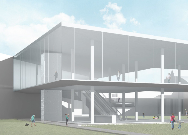 Charred Wood Cladding and Glass Facades Enhancing Exhibition Spaces in a Sustainable Center