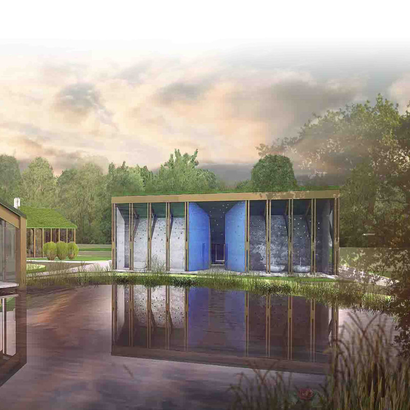 Circular Baths and Cross-Laminated Timber Framing in a Harmonious Landscape Integration