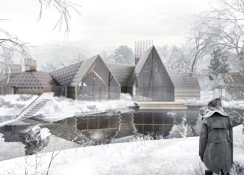 Charred Wood Shingle Facade and Sustainable Design in a Wellness Retreat