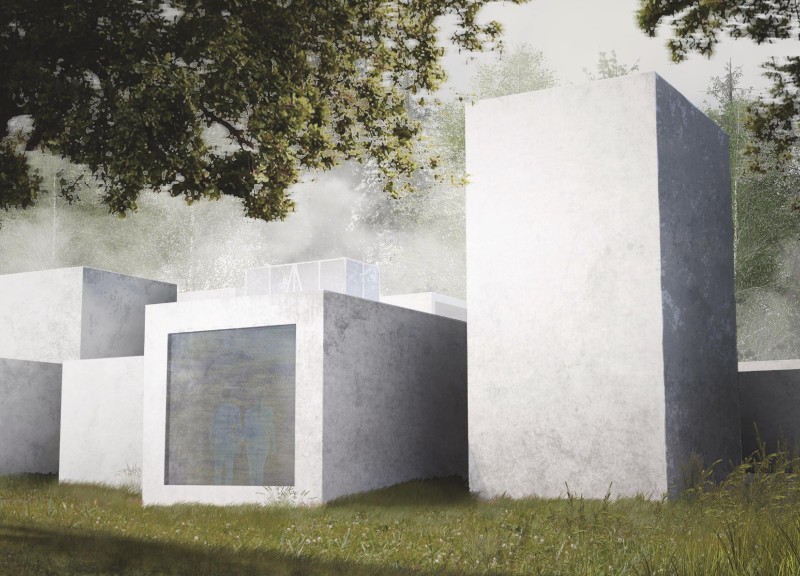 Monolithic Structures Enhanced by Natural Clay and Transparent Glass for Wellness Retreats