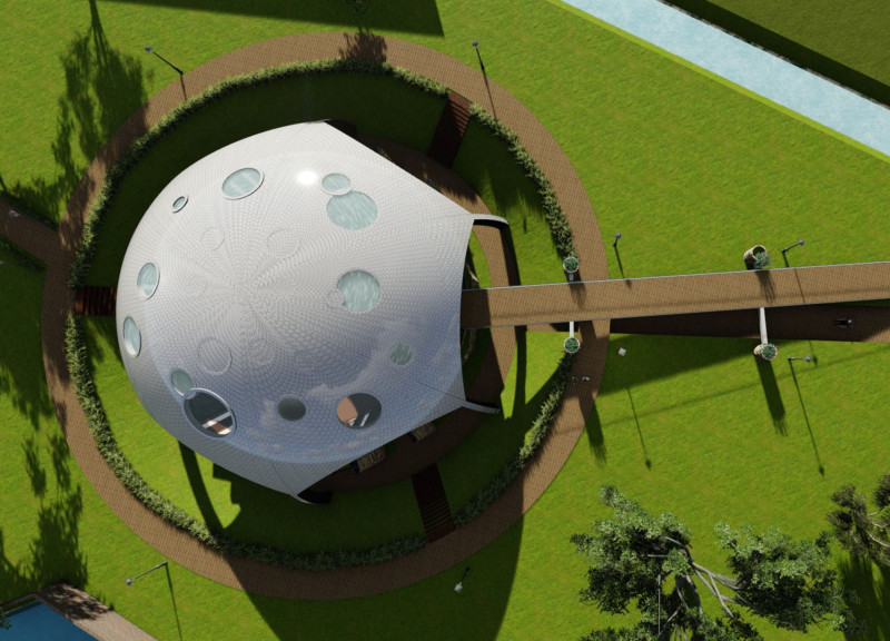 Dome-Shaped Meditation Hall Embracing Natural Light with Local Timber and Sustainable Practices