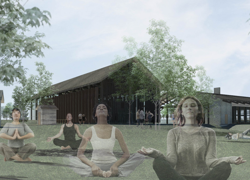 Meditative Spaces Constructed with Charred Wood and Local Timber for Sustainable Community Retreat