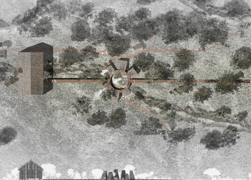 Earth-Sheltered Shrine Constructed with Thick Brick and Natural Thatched Roof for Communal Reflection