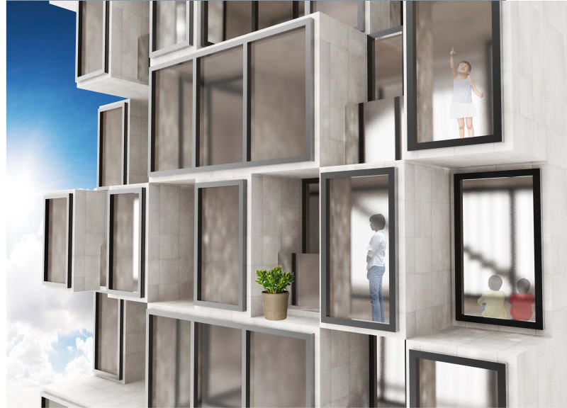 Vertical Stacking of Prefabricated Concrete and Timber Units for Modular Urban Living