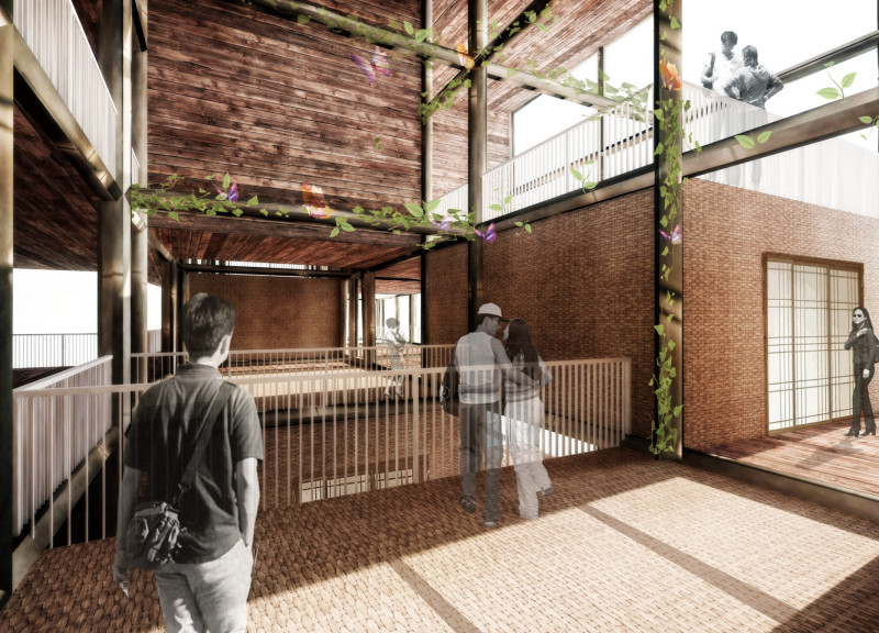 Vertical Gardens Enclosed in Bamboo Frameworks for Sustainable Urban Living