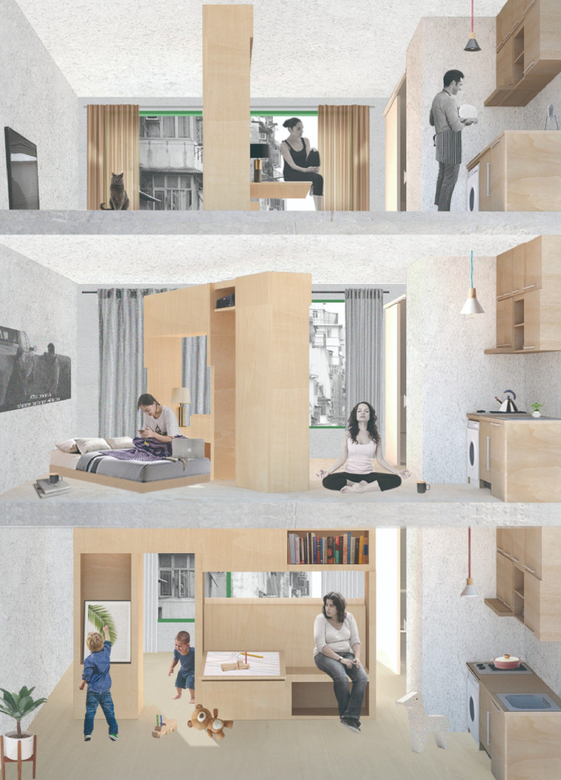 Transformable Plywood Partitioning in Compact Urban Living Solutions