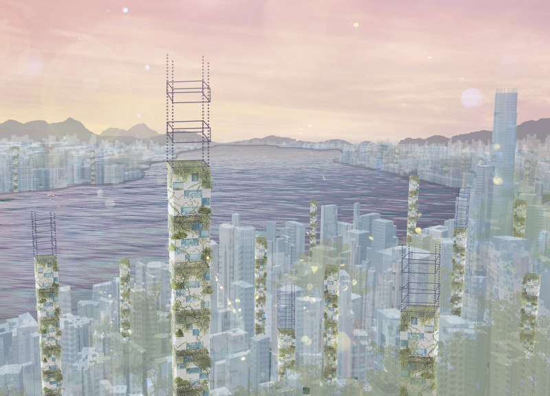 Vertical Habitat Featuring Green Facades and Community Integration Through Escape Boards