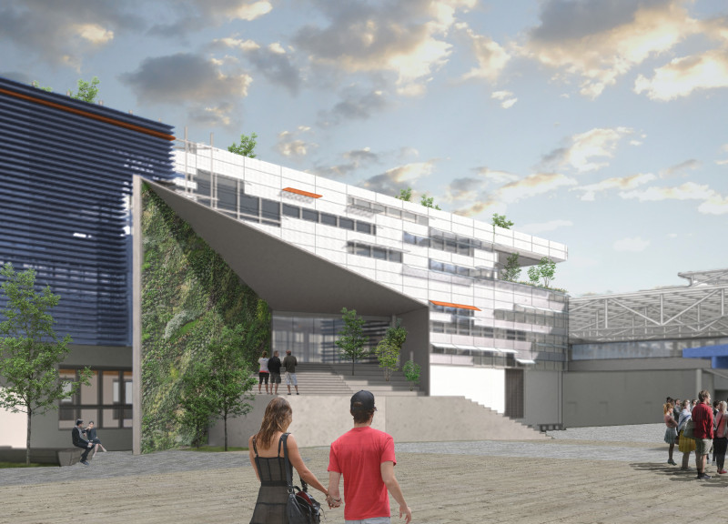 Acoustic Spaces Enhanced by Perforated Metal Screens and Sustainable Wood Elements in a Multi-Functional Community Hub