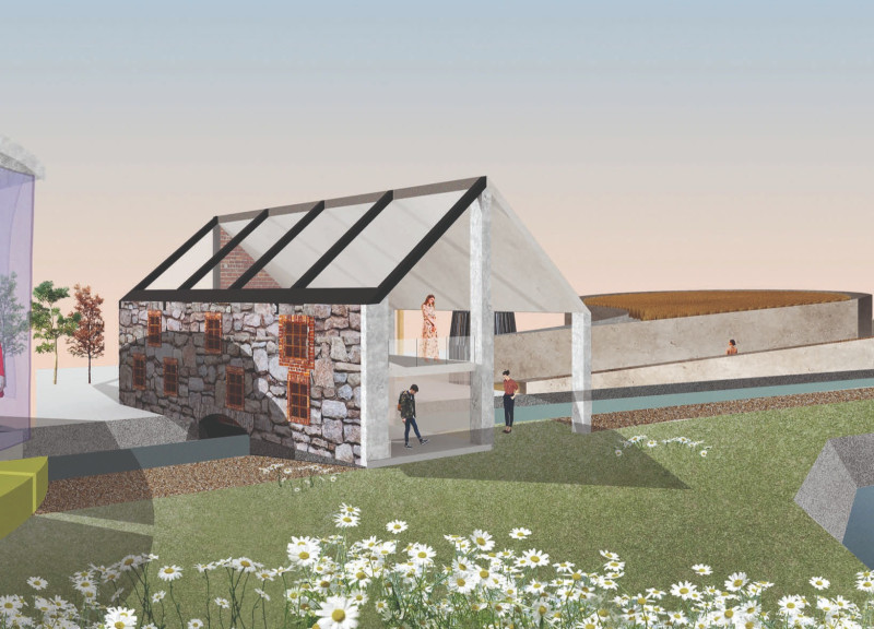 Charred Wooden Shingles and Cross-Laminated Timber Panels in Sustainable Community Hub