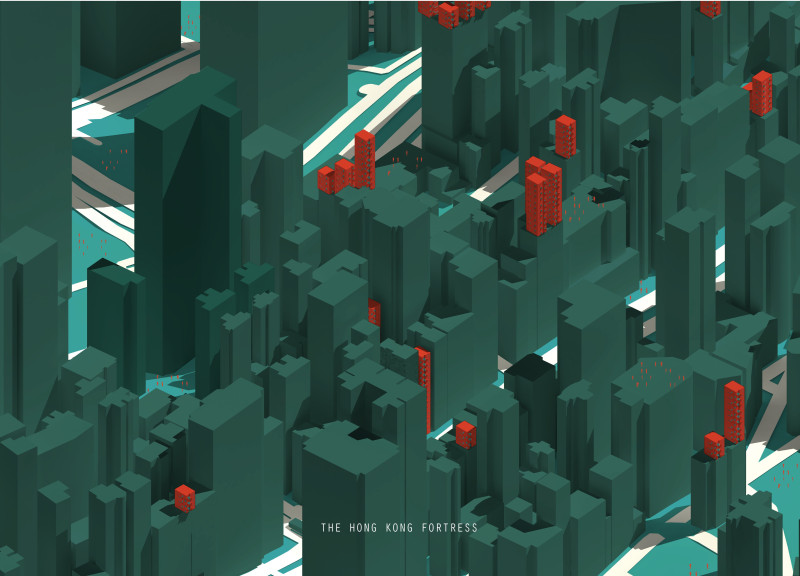 Staggered Balconies and Painted Metal Accents in a Dense Urban Housing Complex