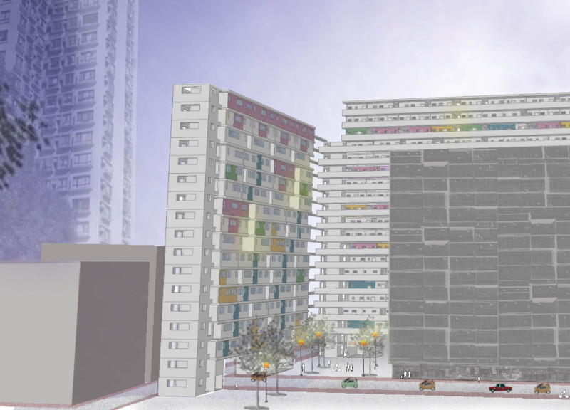 Pixelated Clusters of Reinforced Concrete and Metal Grilles in a Flexible Urban Habitat