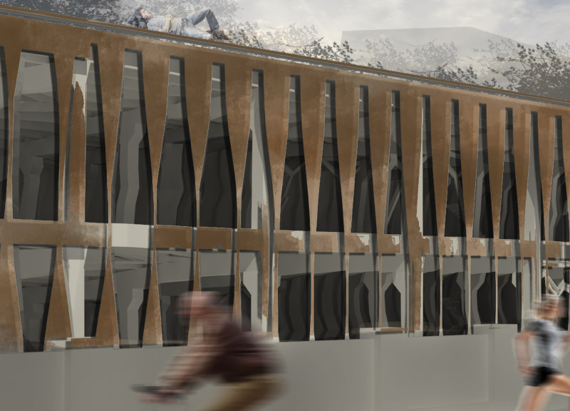 Curvilinear Design Featuring Local Wood and Glass Elements as a Cultural Hub