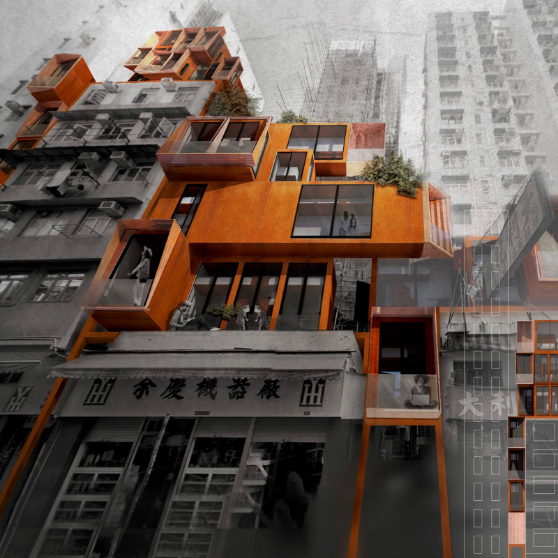 Vertical Integration of Flexible Living Spaces with Concrete and Elastic Materials