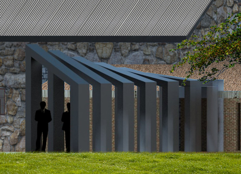 Charred Wooden Shingles and Natural Stone Create Tranquil Meditation Space