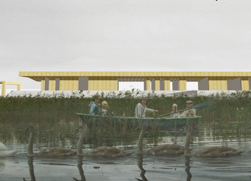 Charred Wooden Shingles and Stone Construction in a Tranquil Meditation Retreat