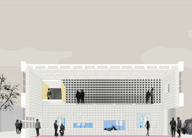Grid-Facade Design Featuring Adaptive Reuse and Natural Light Integration in Community Space